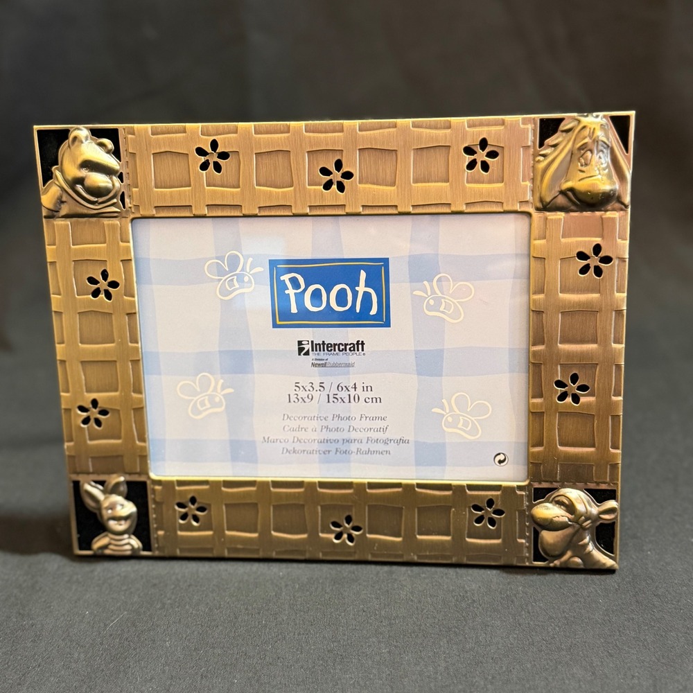 Winnie the Pooh Frame Vintage Disney Metal Bronze 4x6 Photo Intercraft 1999